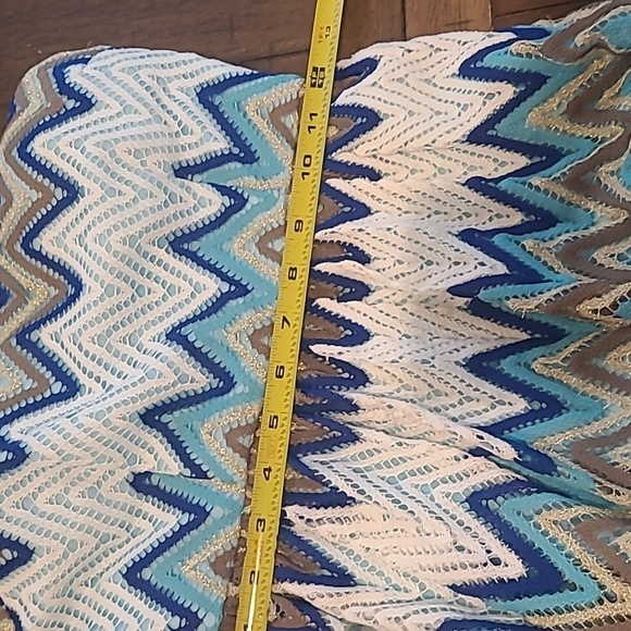 Minuet Blue Chevron Crochet Lace Maxi Dress size S - Picture 8 of 9